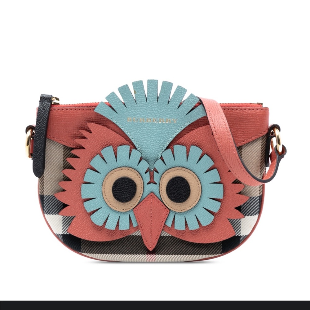 Burberry Cocoa Owl Shoulder Bag in House Check Canvas and Leather